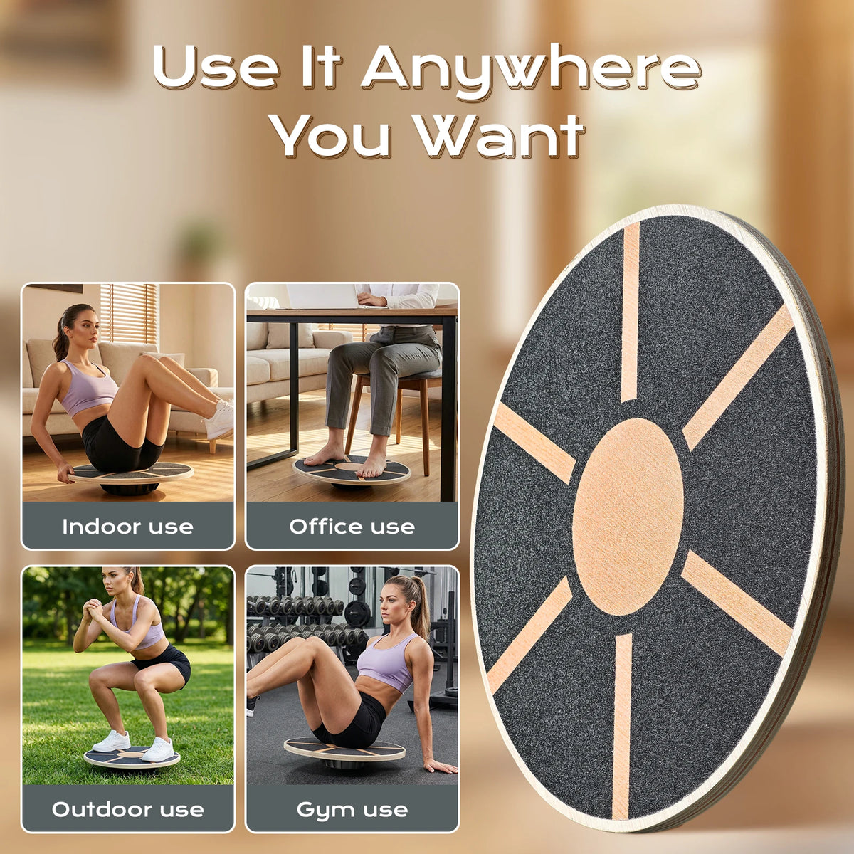 Wooden Balance Board, Wobble Board