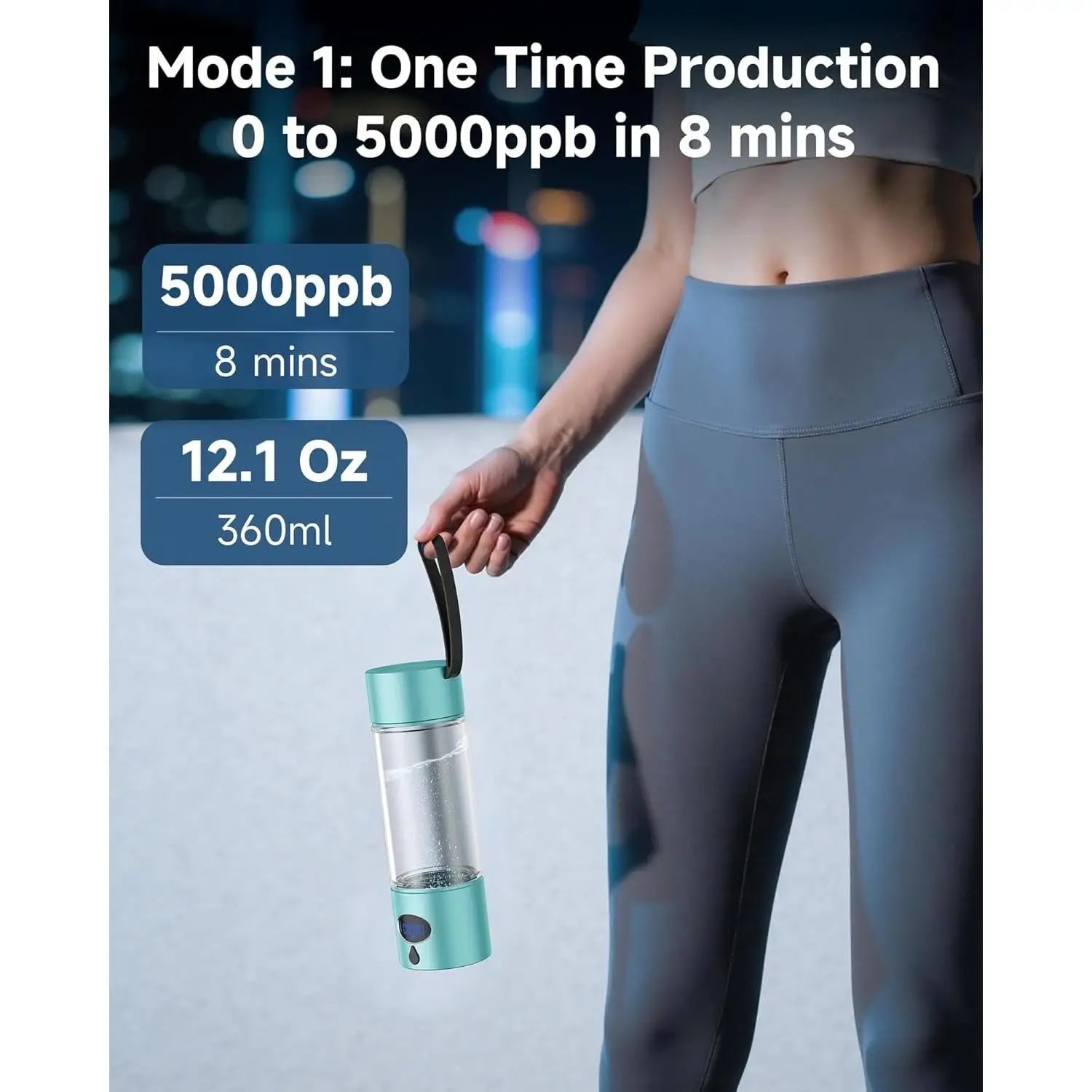 Hydrogen Water Bottle. Cyclic Mode for 8 Hours, Self Clean