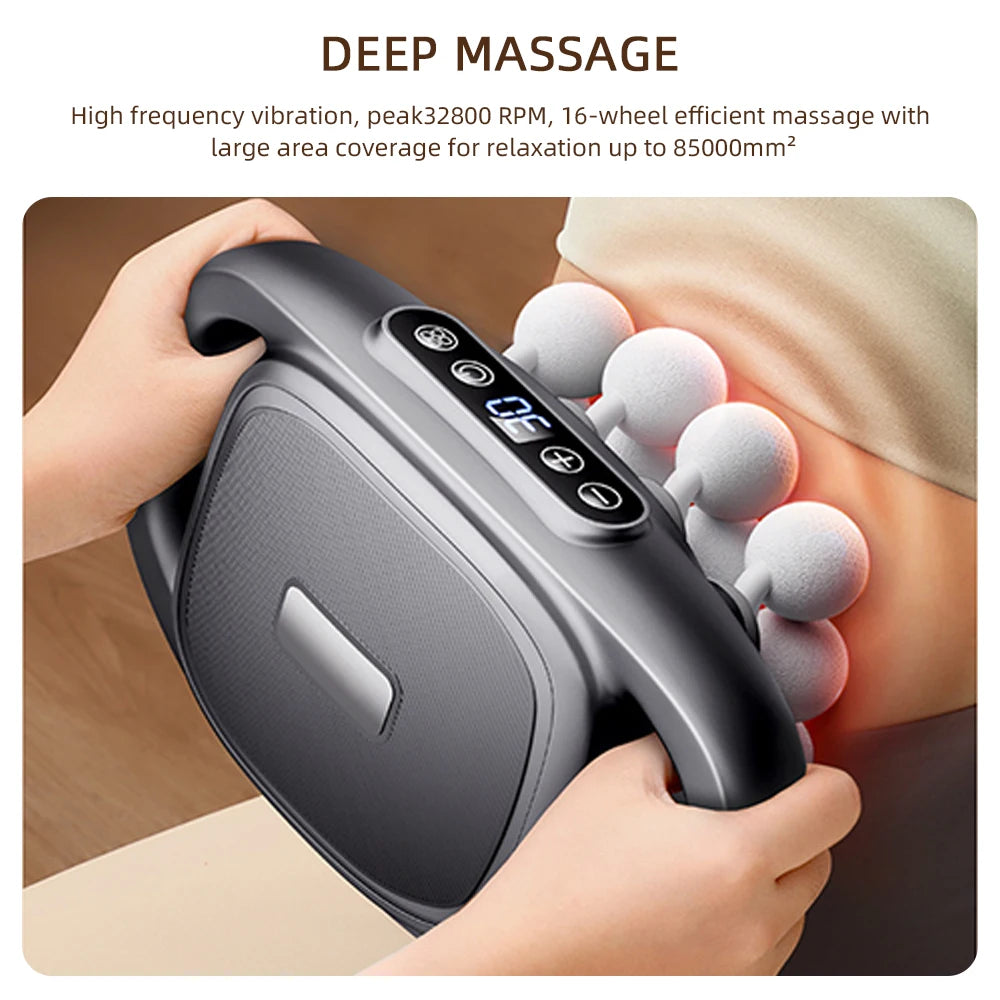 16-Head Fascia Gun High-Frequency Vibration Body Massage Gun
