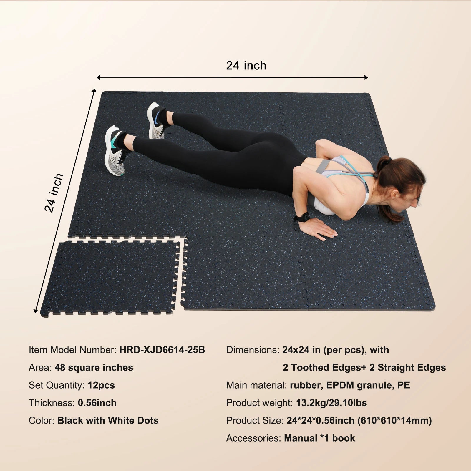 SucceBuy 0.56 Inch 25 Tiles Rubber Top