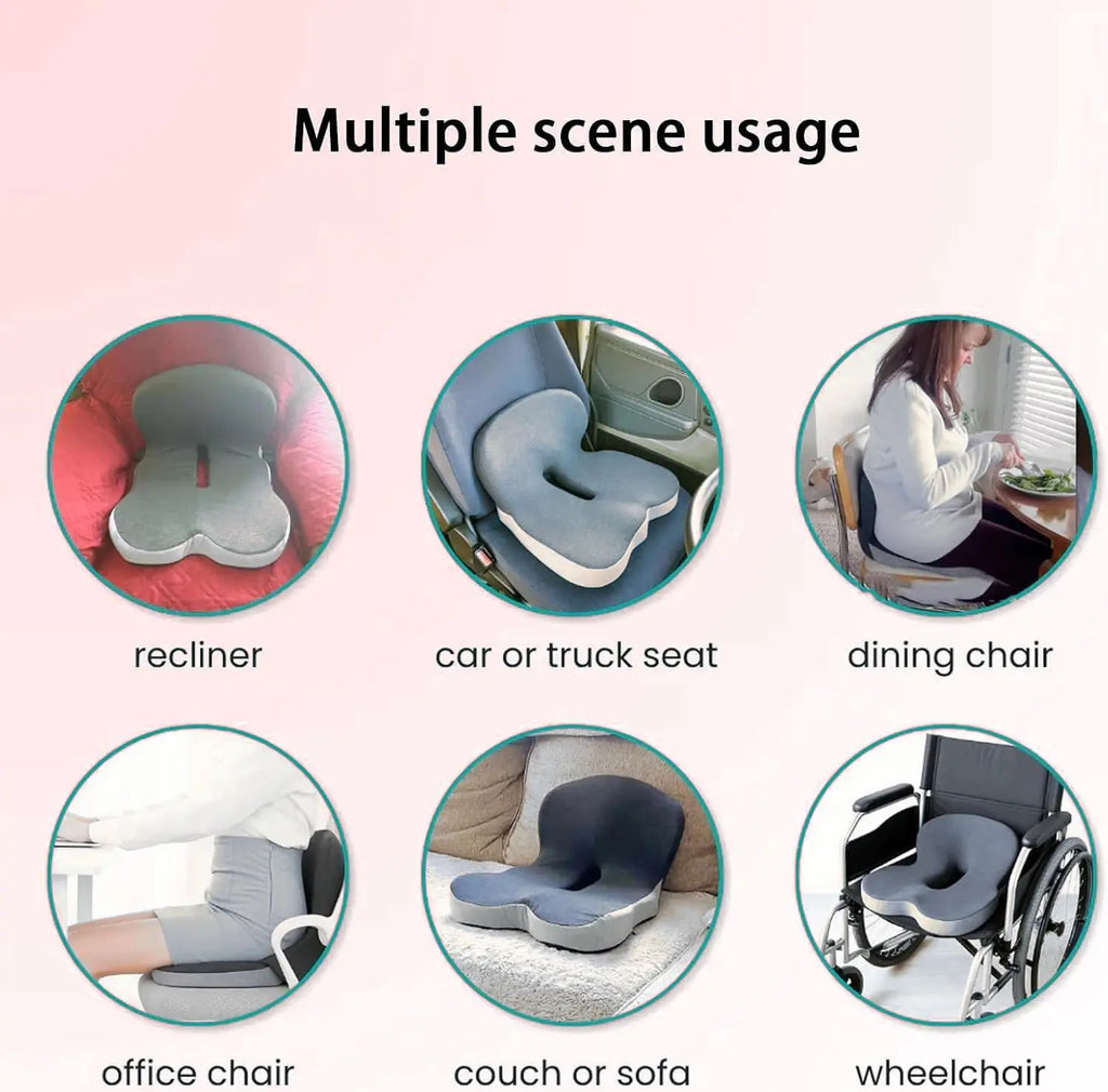 Contoured Ergonomic Lumbar Back Support Seat Cushion with Washable Cover