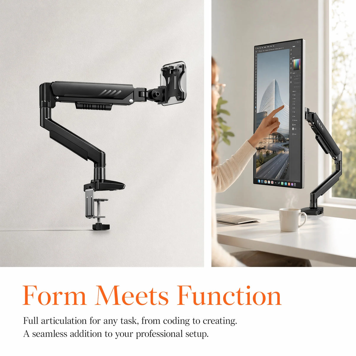 Single Monitor Arm 13-34 Inch, Adjustable Gas Spring Arm