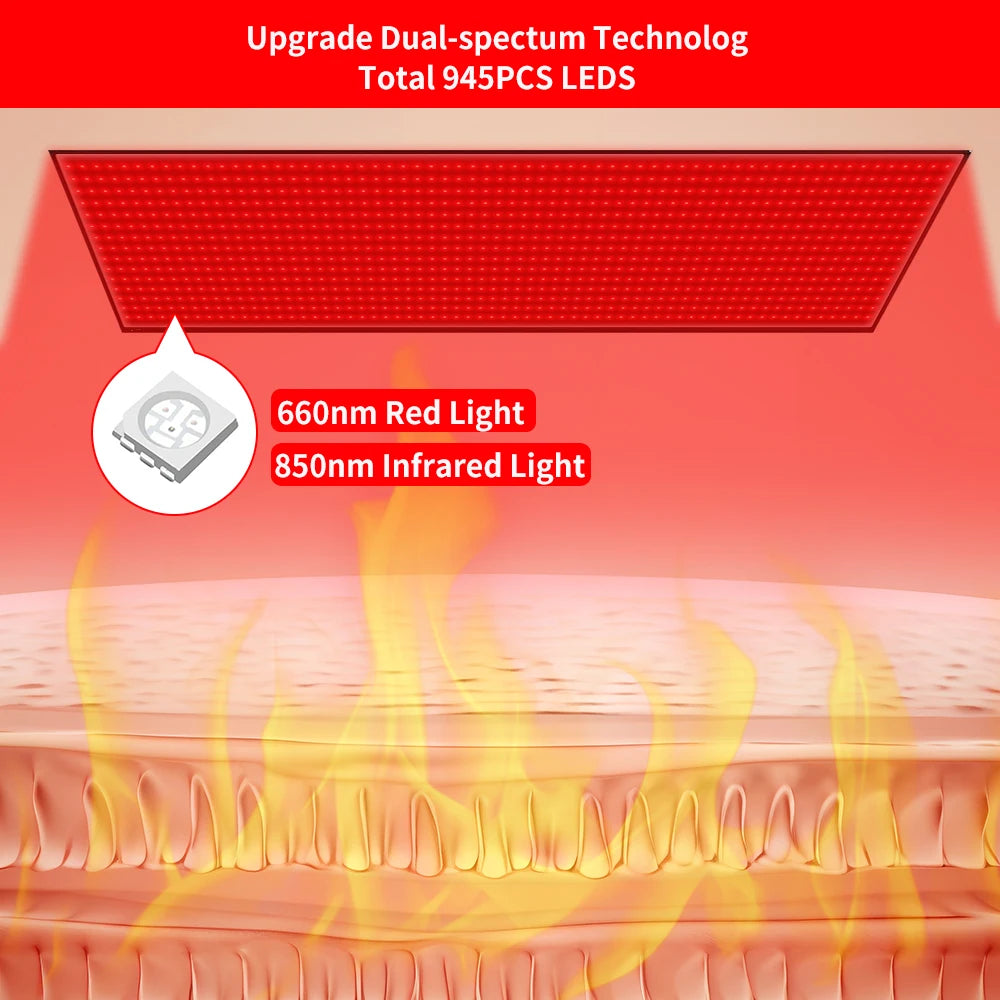 Red Light Mat Full Body 63" x 23.6" 945pcs LED