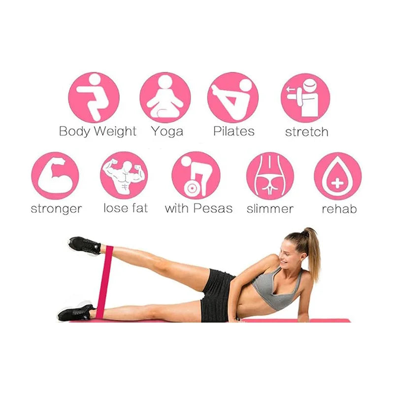 5 Pcs Pink Resistance Bands Set for Leg Butt Exercise