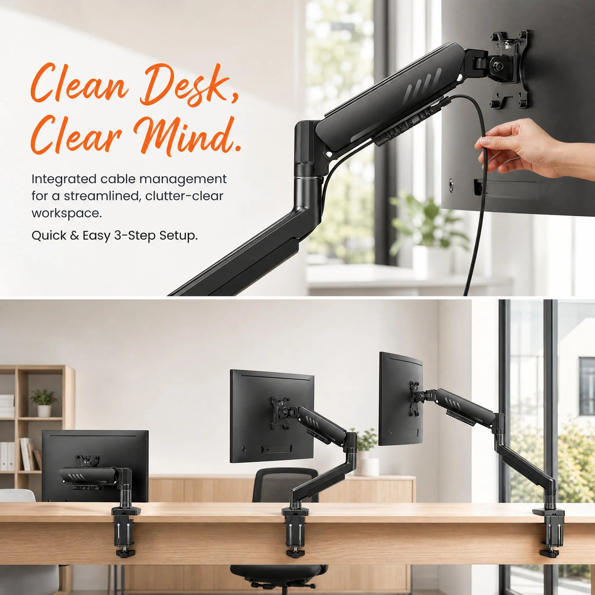 Single Monitor Arm 13-34 Inch, Adjustable Gas Spring Arm