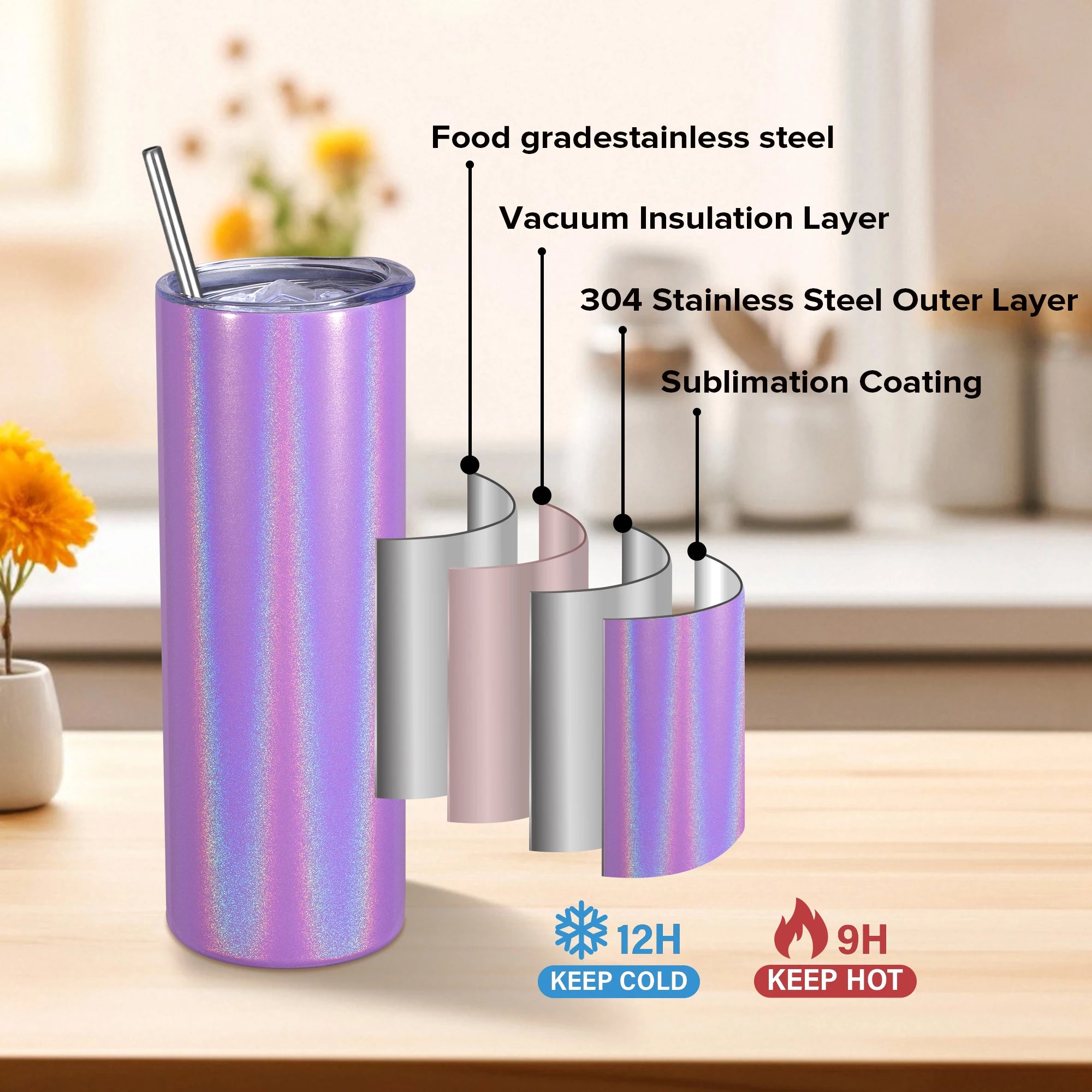 Sublimation Tumblers,12 Pack 20 oz