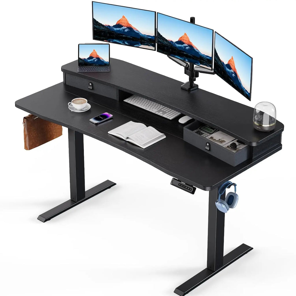 55″ x 26″ Electric Standing Desk with 2 Drawers