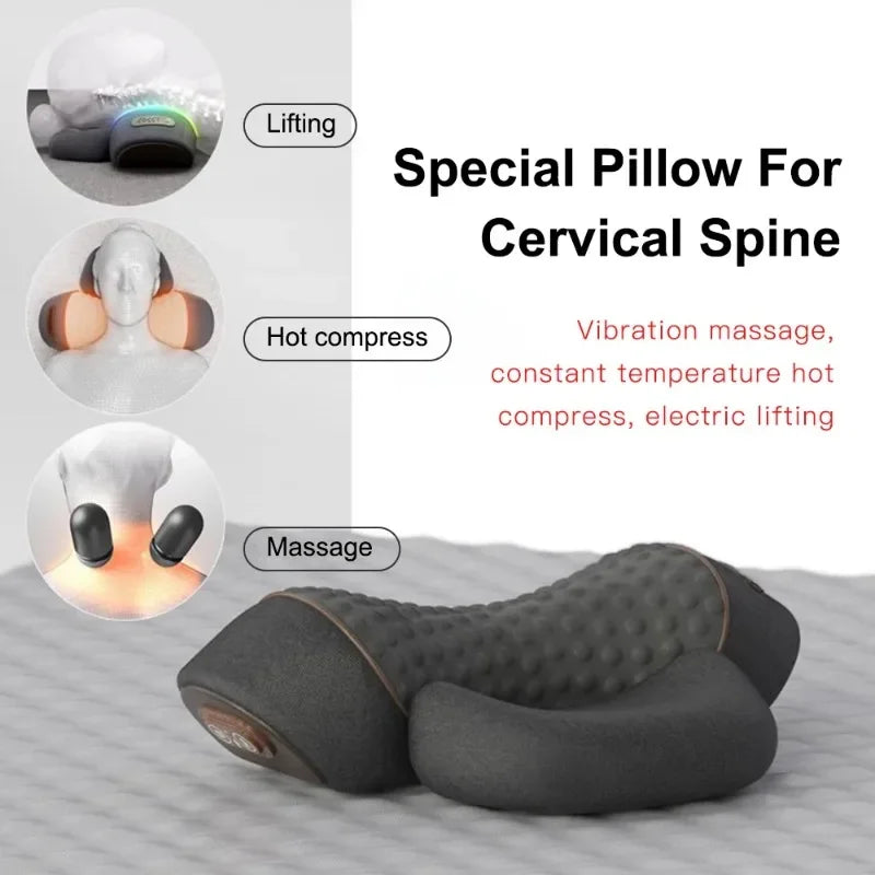 Electric Neck Massager Pillow Cervical Stretcher Heating Vibration