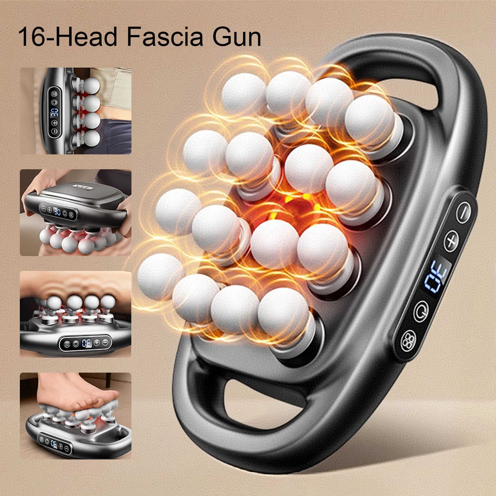 16-Head Fascia Gun High-Frequency Vibration Body Massage Gun