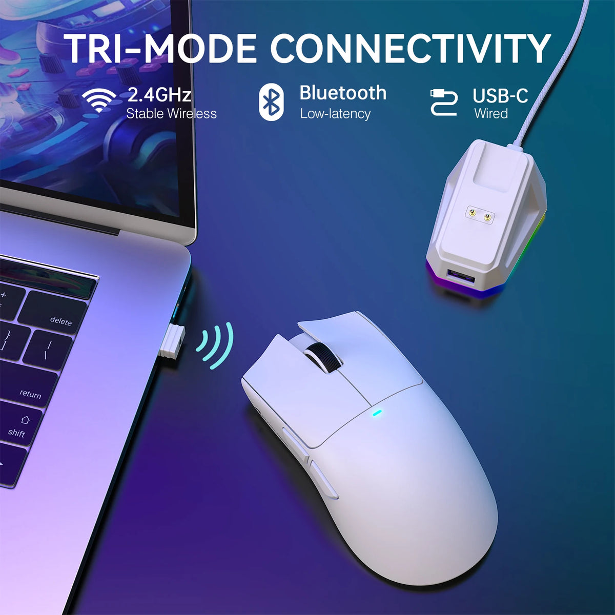 ATTACK SHARK X11 Lightweight Wireless Gaming Mouse with RGB Backlight Charging,