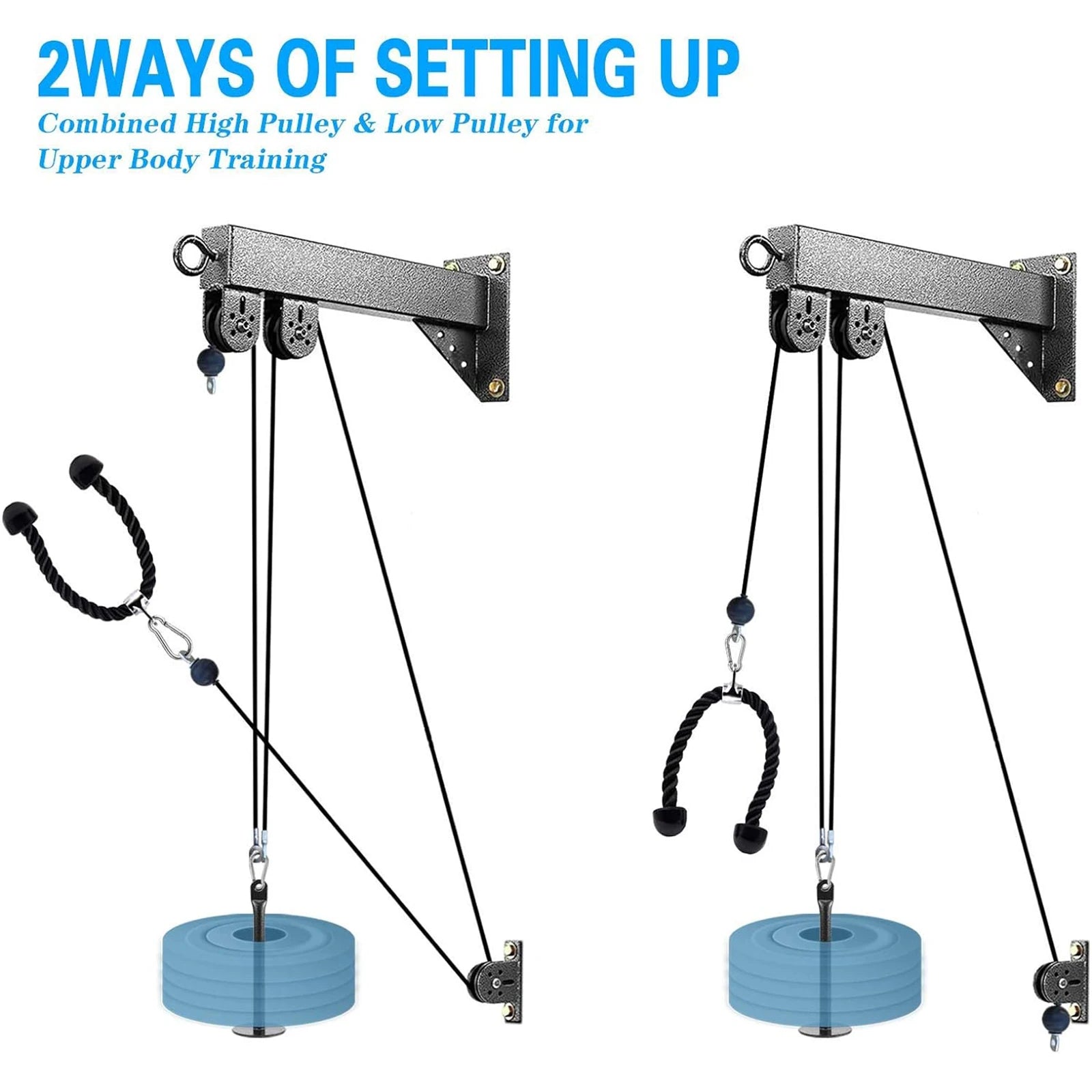 Fitness Cable Pulley System for Bicep Curl Back Shoulder,Wall Mounted
