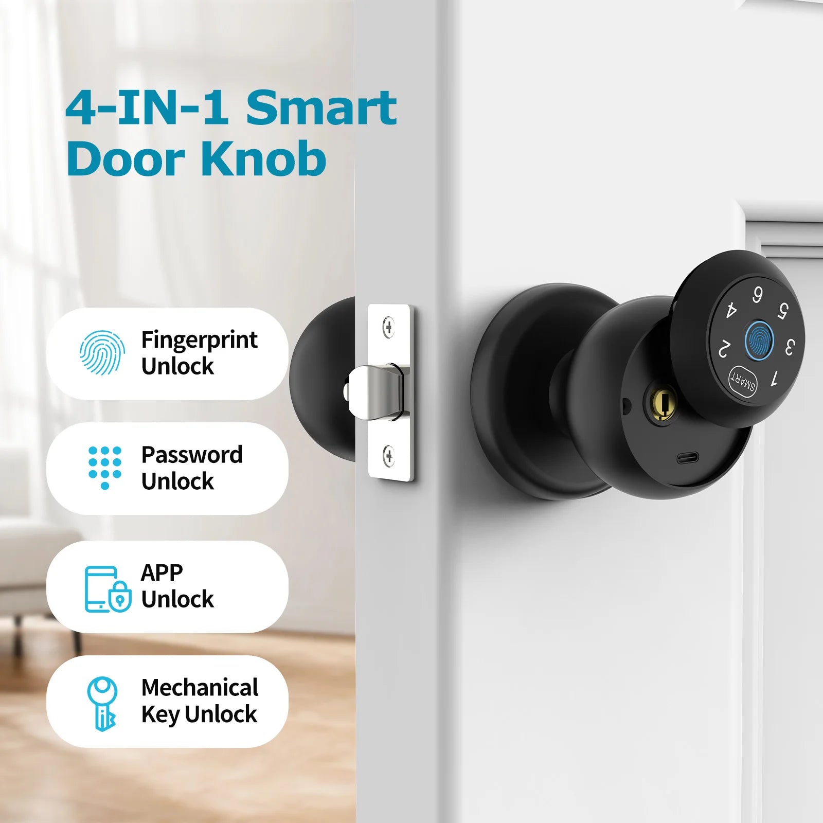 Viladepot Ball-Shaped Smart Lock Fingerprint
