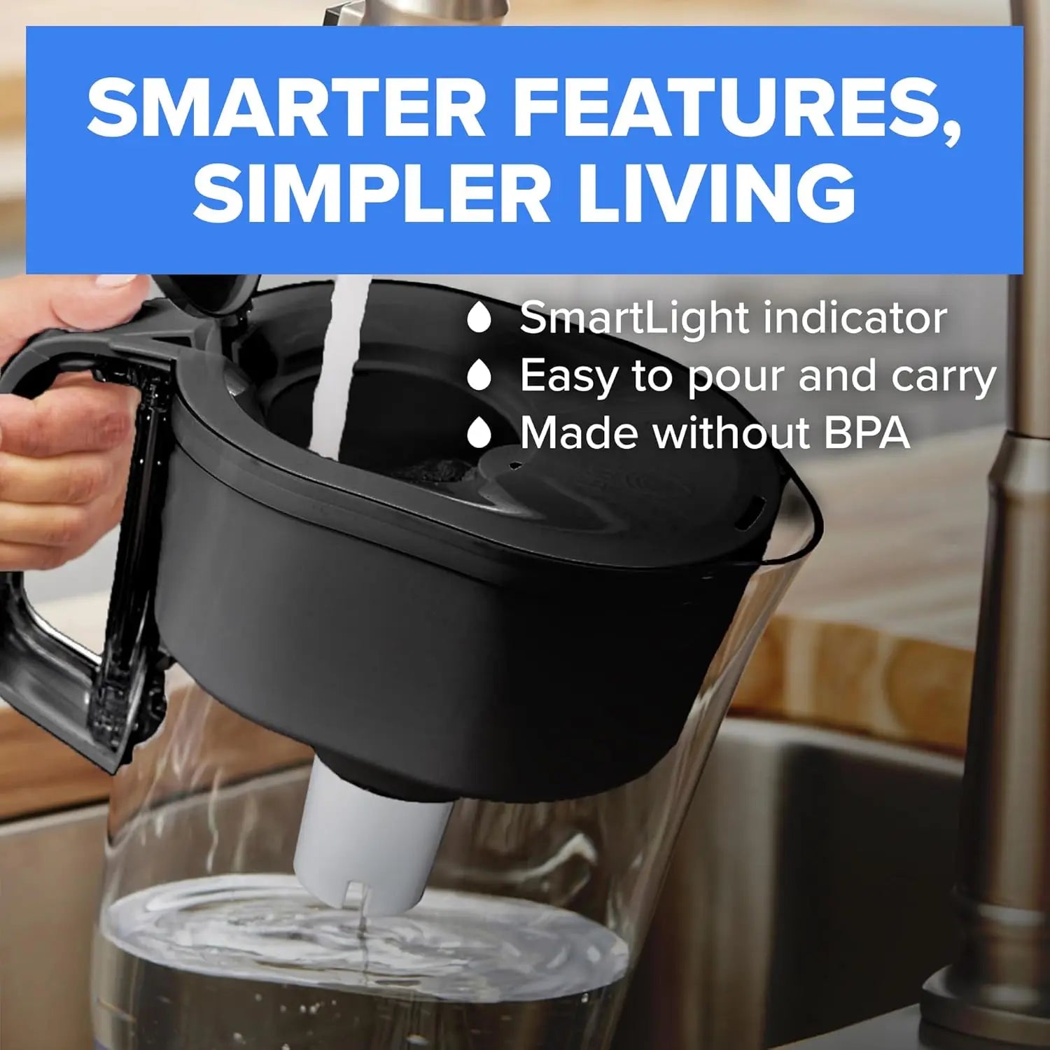 Premium Water Pitcher with Filter, Removes 99% Lead & Chlorine