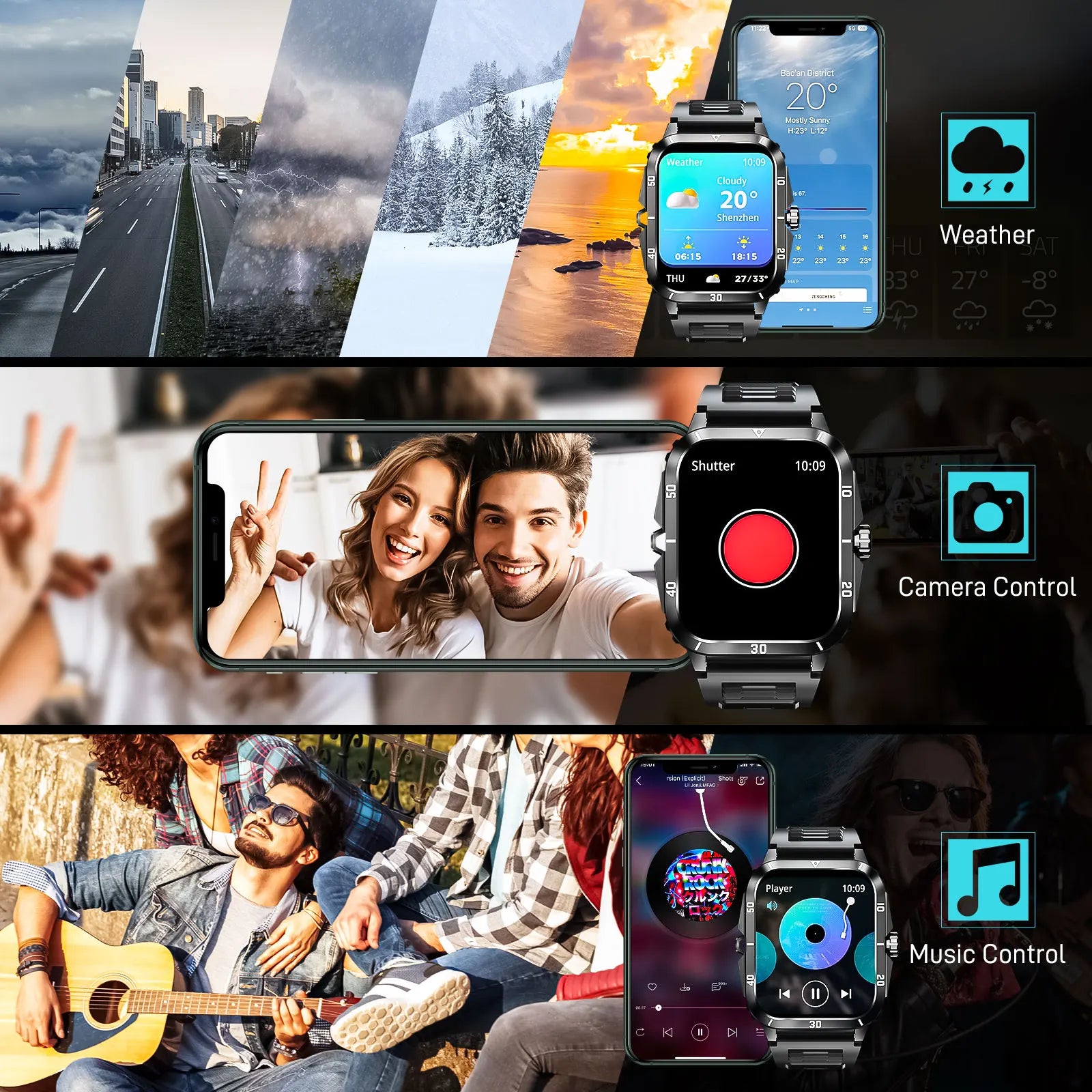 EIGIIS Smart Watch 3ATM Waterproof 1.96"