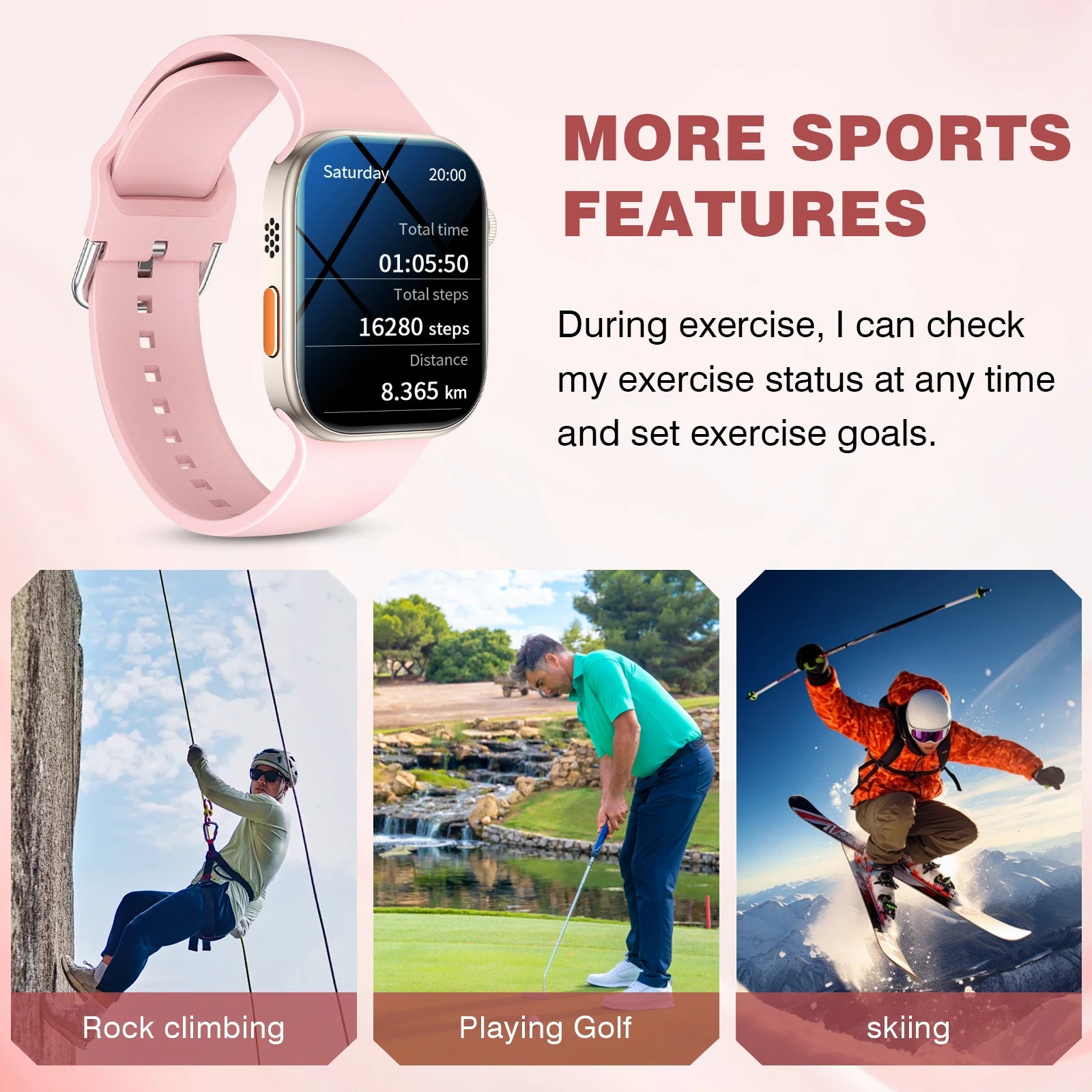 Smart watch, customizable dial, multiple sports modes, answer/make calls