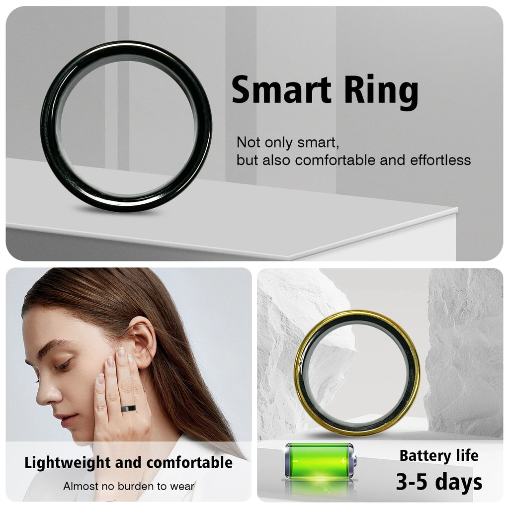 Smart Ring with Charging Case for Men Women