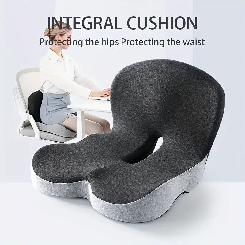 Contoured Ergonomic Lumbar Back Support Seat Cushion with Washable Cover