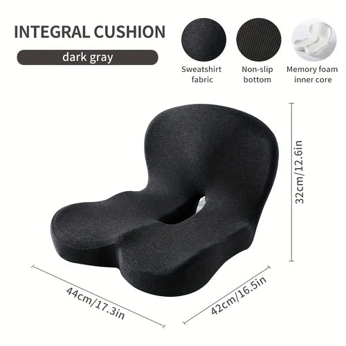 Contoured Ergonomic Lumbar Back Support Seat Cushion with Washable Cover