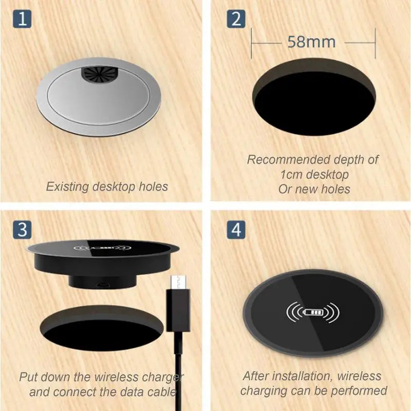 Invisible Wireless Charger Desk Hole Recessed Charger