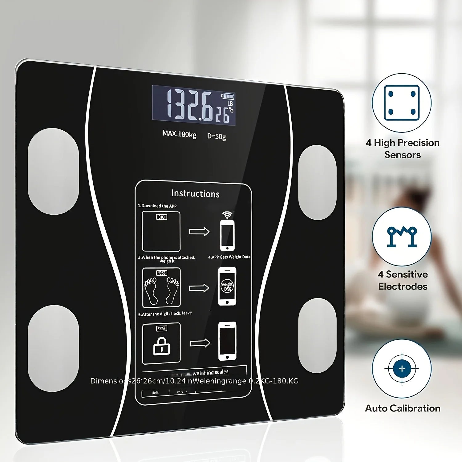 Intelligent Digital Body Scale With Backlit LED Display Screen