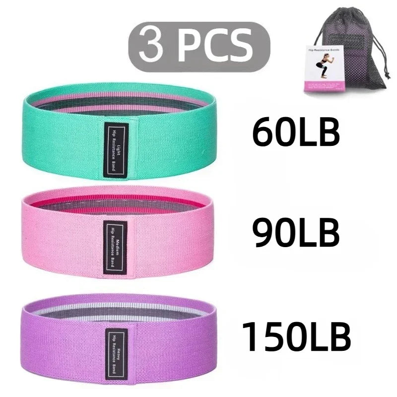 3Pcs Fabric Resistance Hip Bands Glute Thigh Elastic Workout