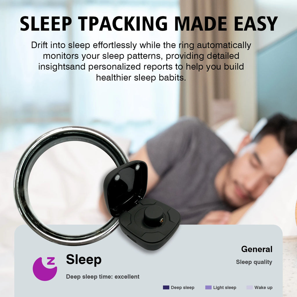 Smart Ring with Charging Case for Men Women