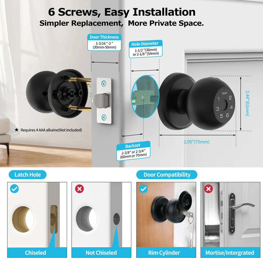Viladepot Ball-Shaped Smart Lock Fingerprint