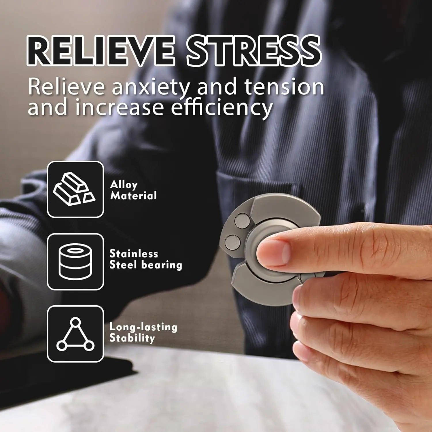 3-in-1 Magnetic Fidget Toy: Spinner, Slider & Clicker for Stress Relief and Focus - Silver