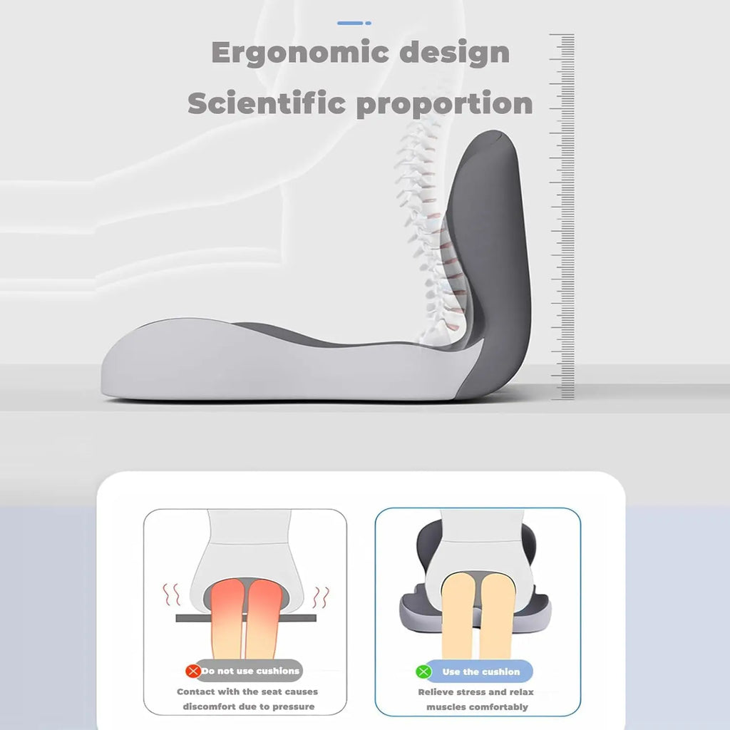 Contoured Ergonomic Lumbar Back Support Seat Cushion with Washable Cover