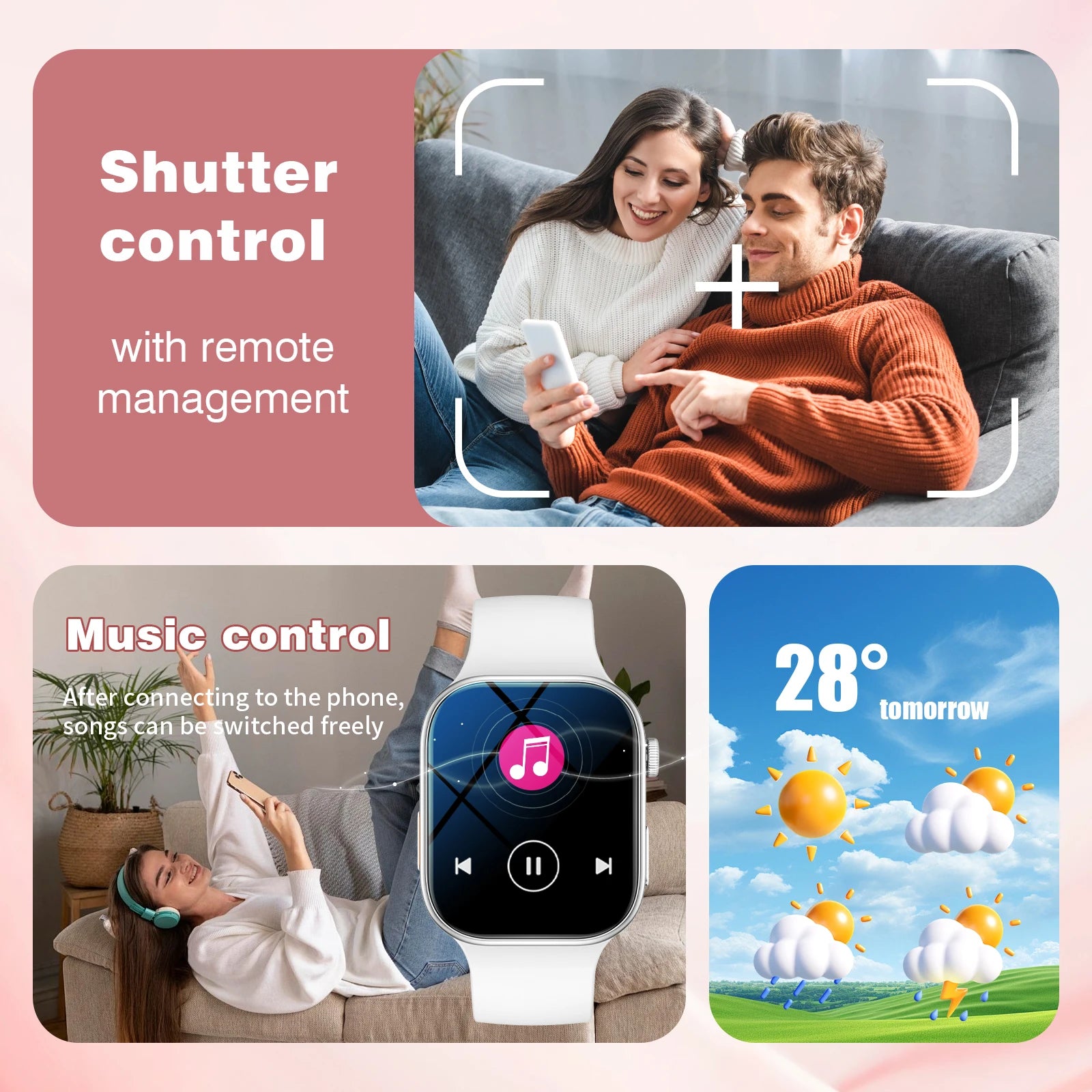 Smart watch, customizable dial, multiple sports modes, answer/make calls