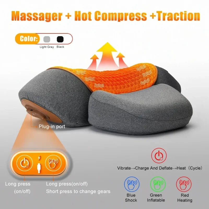 Electric Neck Massager Pillow Cervical Stretcher Heating Vibration