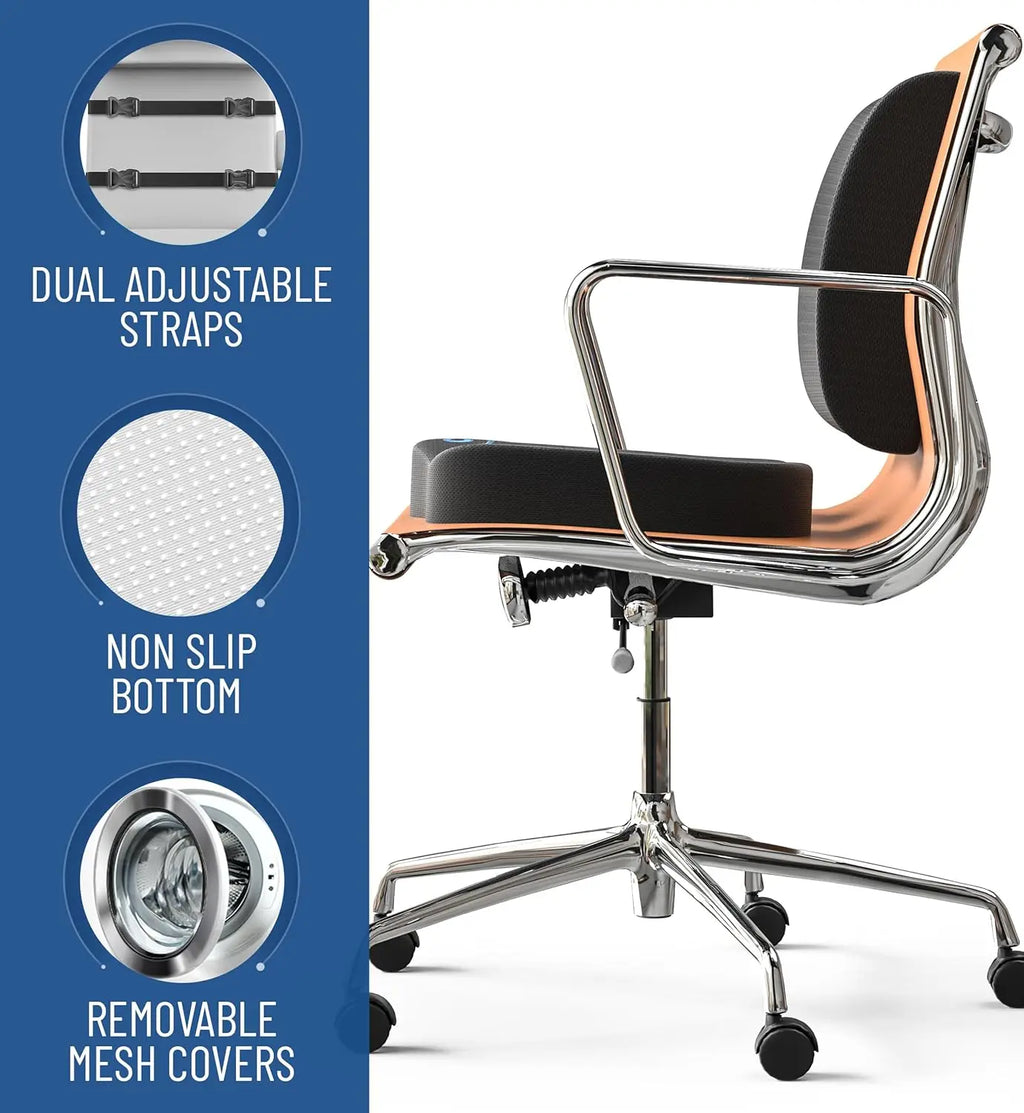 Ergonomic Memory Foam Seat Cushion with Back Support for Office Chairs