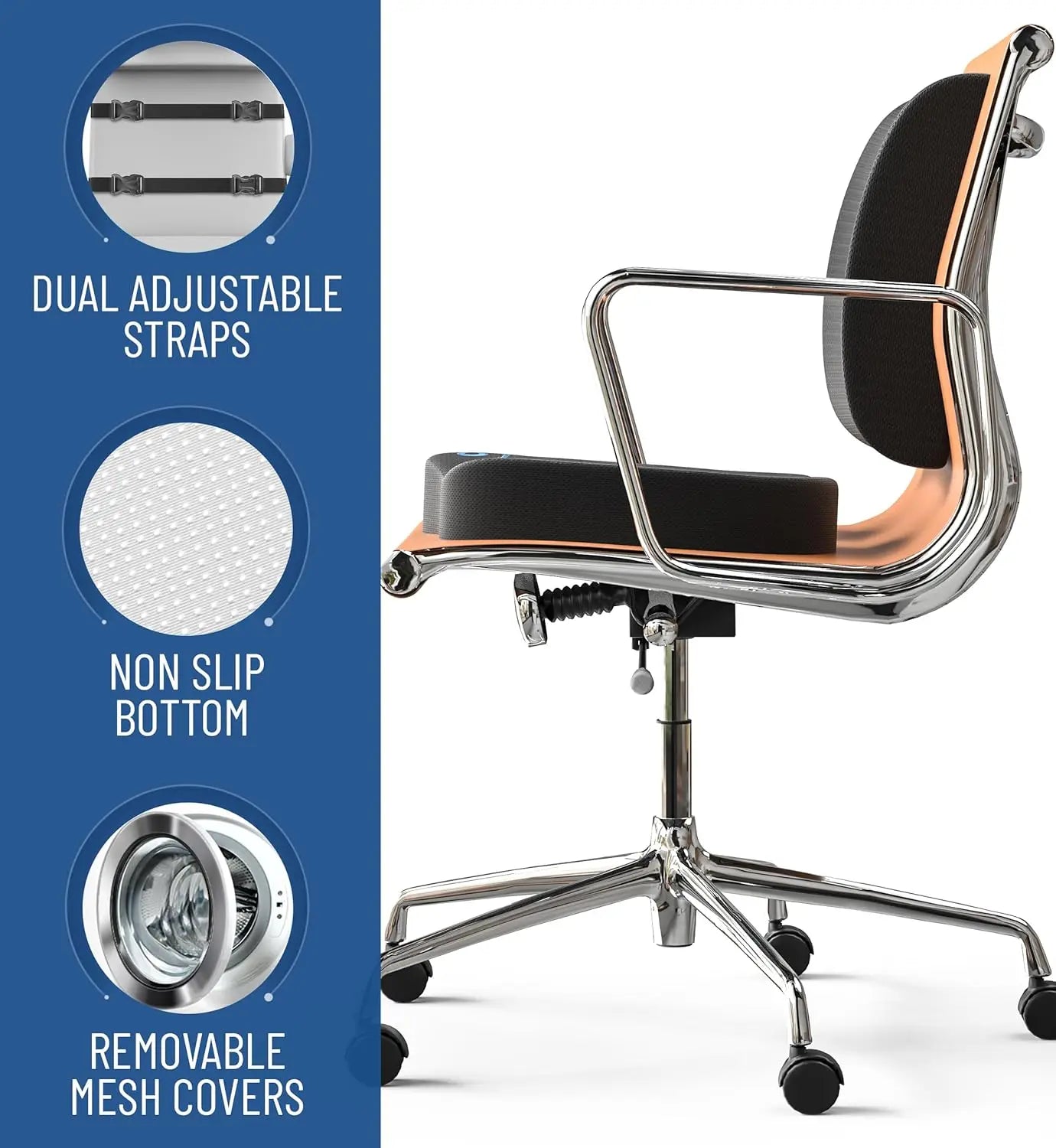 Ergonomic Memory Foam Seat Cushion with Back Support for Office Chairs