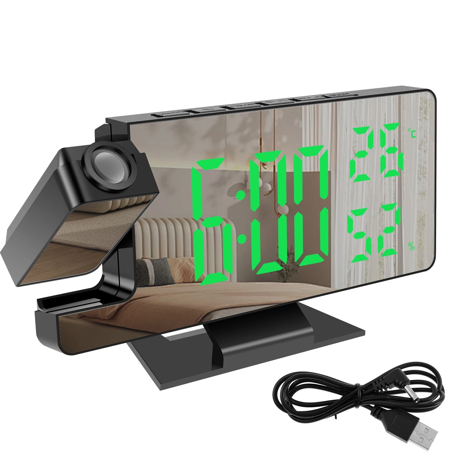 Projection digital alarm clock 180 ° arm projection LED alarm clock