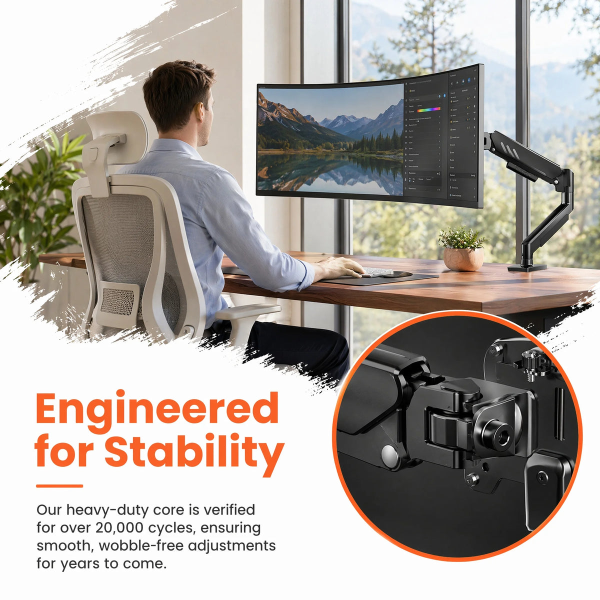 Single Monitor Arm 13-34 Inch, Adjustable Gas Spring Arm