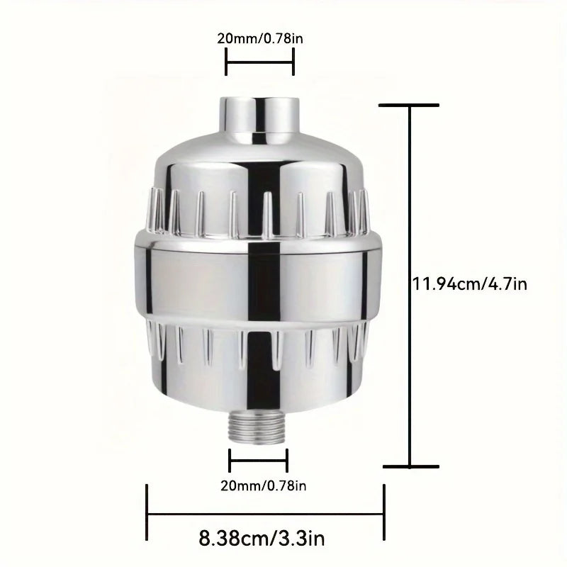 20 Stage Showerhead Filter, with 2 Replaceable Filter Cartridges