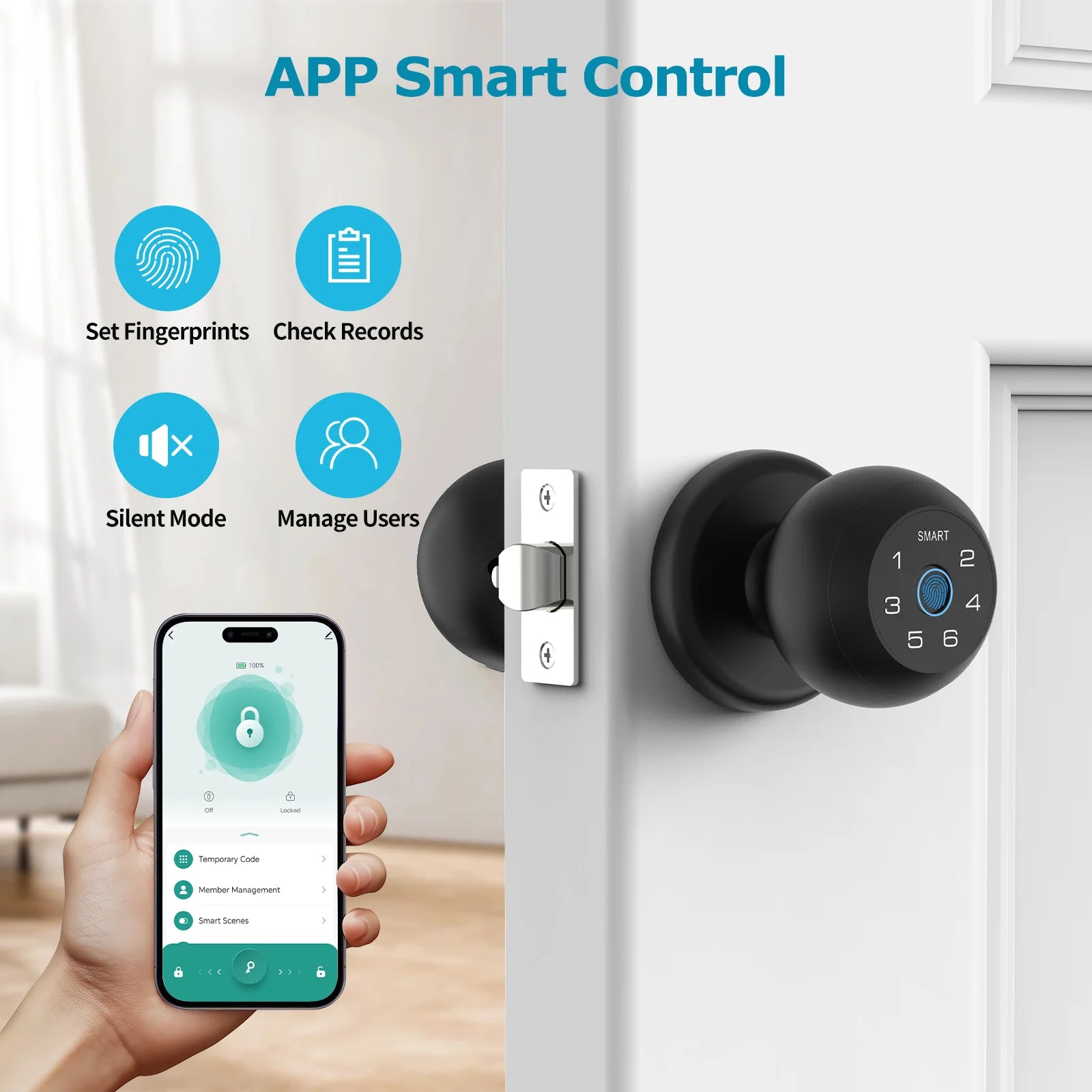 Viladepot Ball-Shaped Smart Lock Fingerprint
