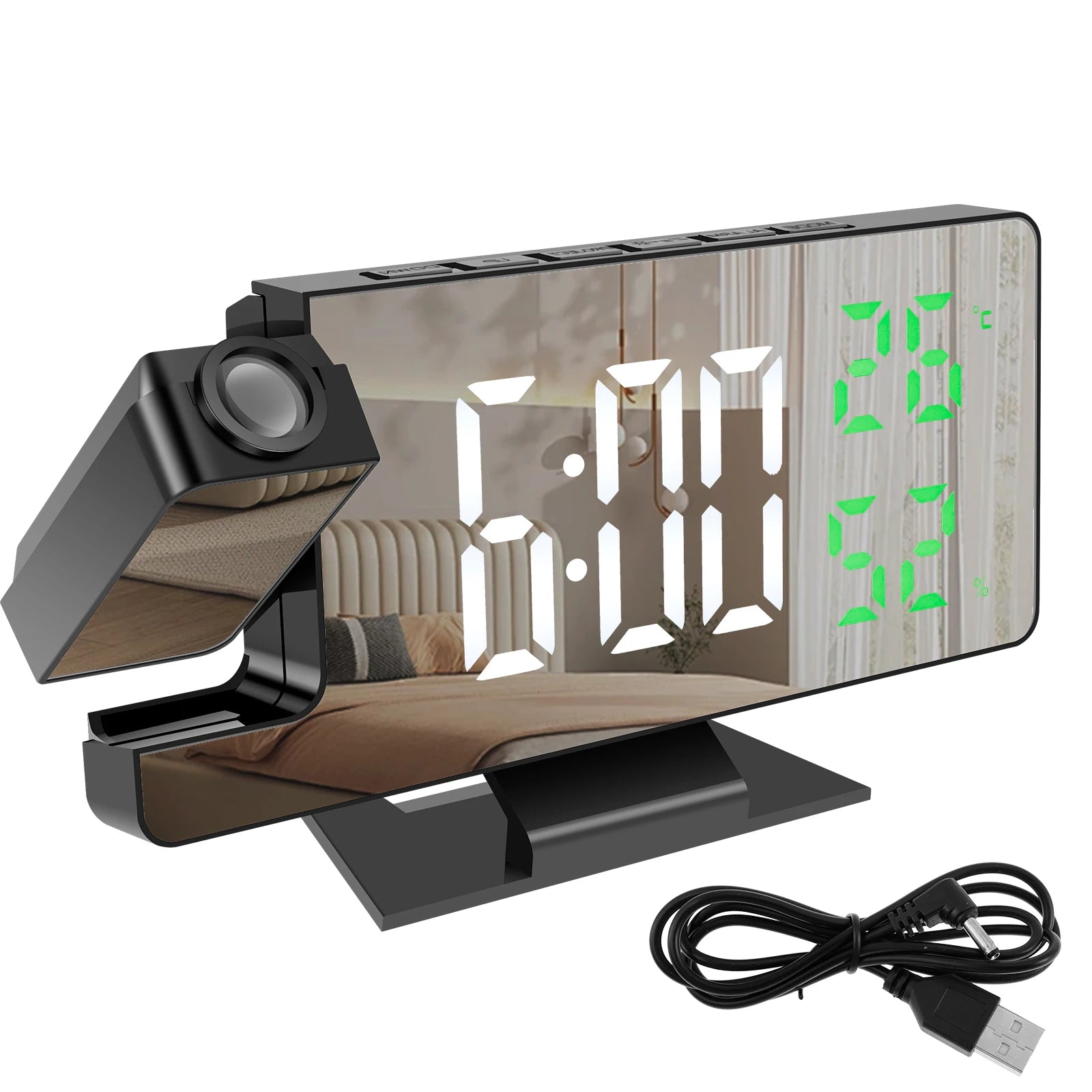 Projection digital alarm clock 180 ° arm projection LED alarm clock