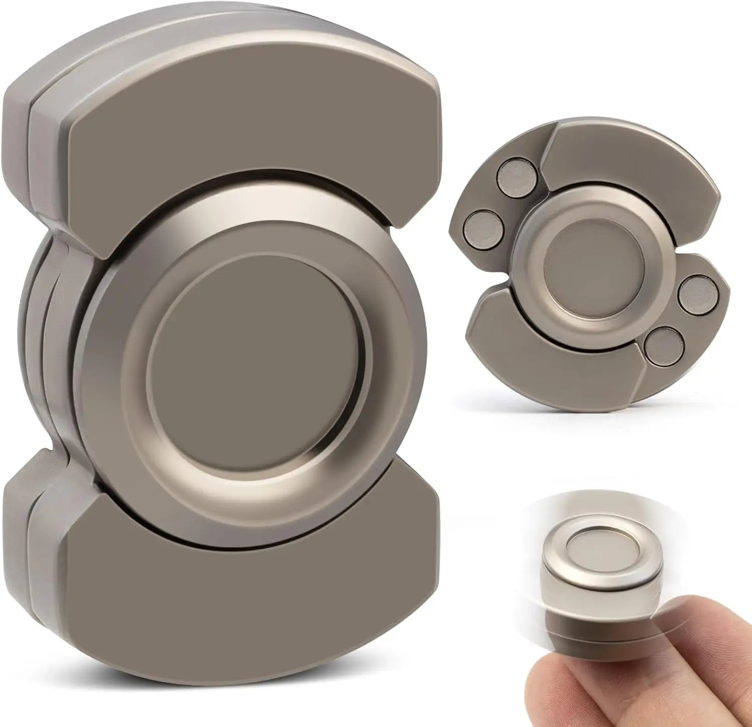 3-in-1 Magnetic Fidget Toy: Spinner, Slider & Clicker for Stress Relief and Focus - Silver