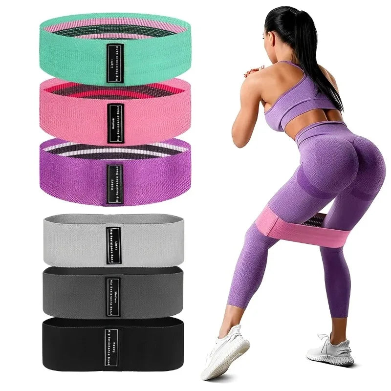 3Pcs Fabric Resistance Hip Bands Glute Thigh Elastic Workout
