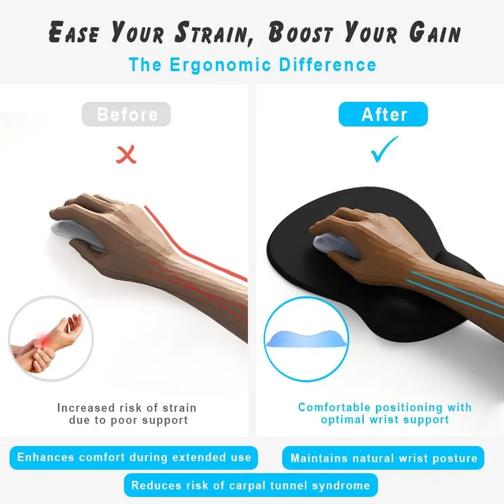 Ergonomic Gel Wrist Rest Mouse Pad with Non-Slip Base