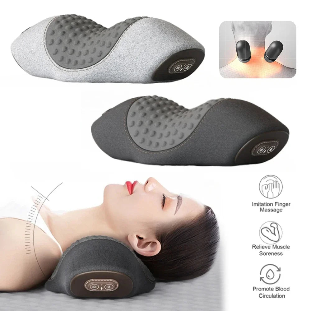 Electric Neck Massager Pillow Cervical Stretcher Heating Vibration