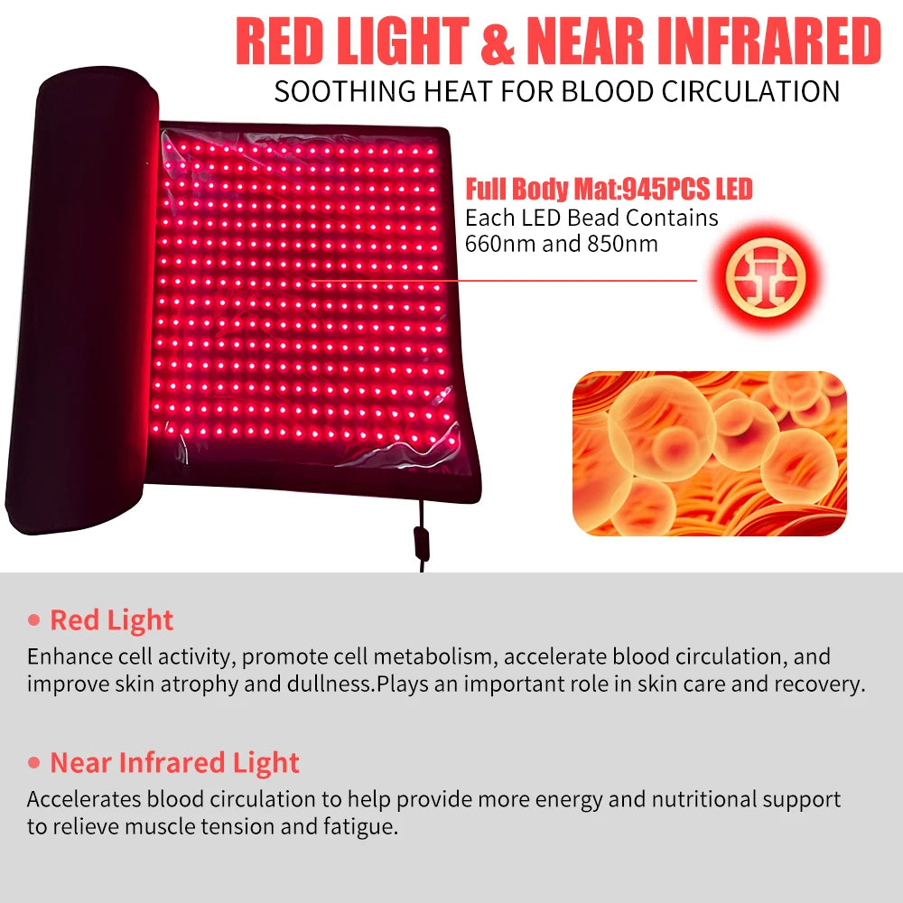 Red Light Mat Full Body 63" x 23.6" 945pcs LED