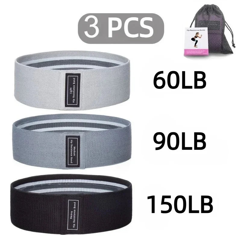 3Pcs Fabric Resistance Hip Bands Glute Thigh Elastic Workout