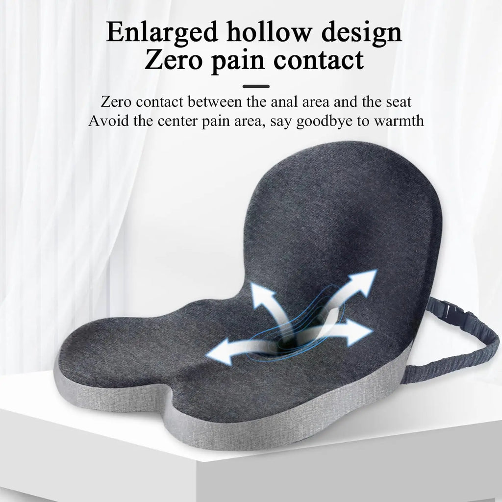 Contoured Ergonomic Lumbar Back Support Seat Cushion with Washable Cover