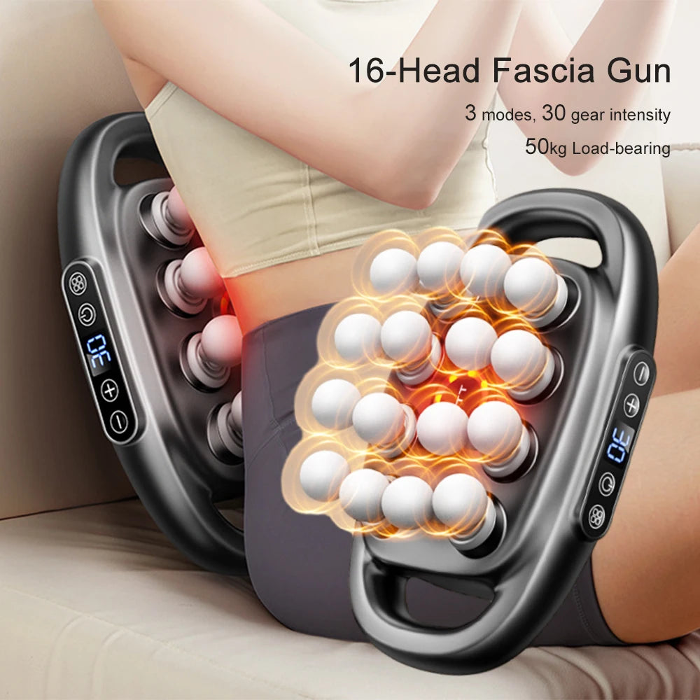16-Head Fascia Gun High-Frequency Vibration Body Massage Gun