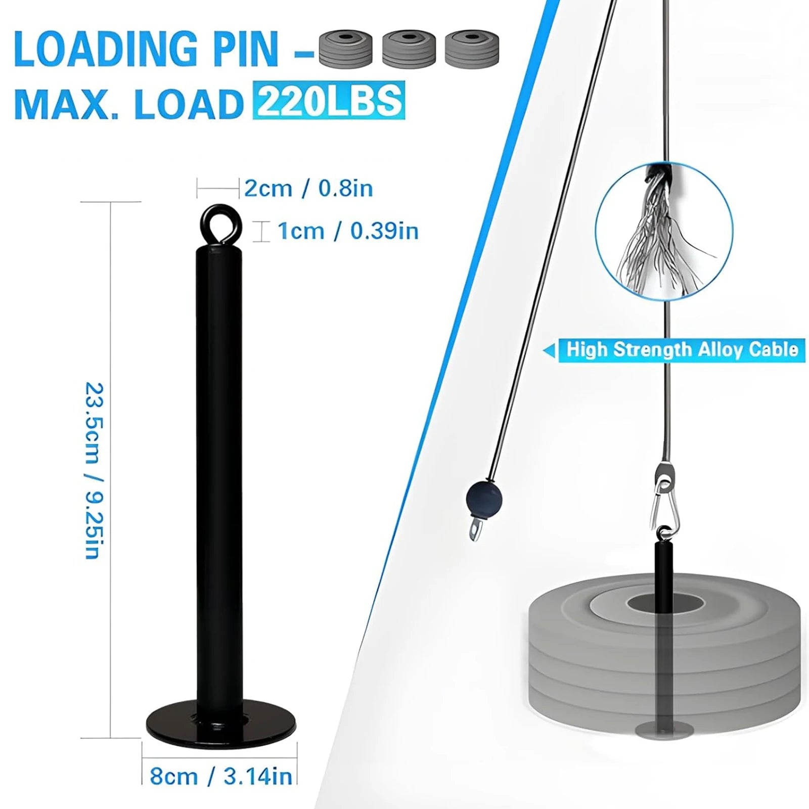 Fitness Cable Pulley System for Bicep Curl Back Shoulder,Wall Mounted