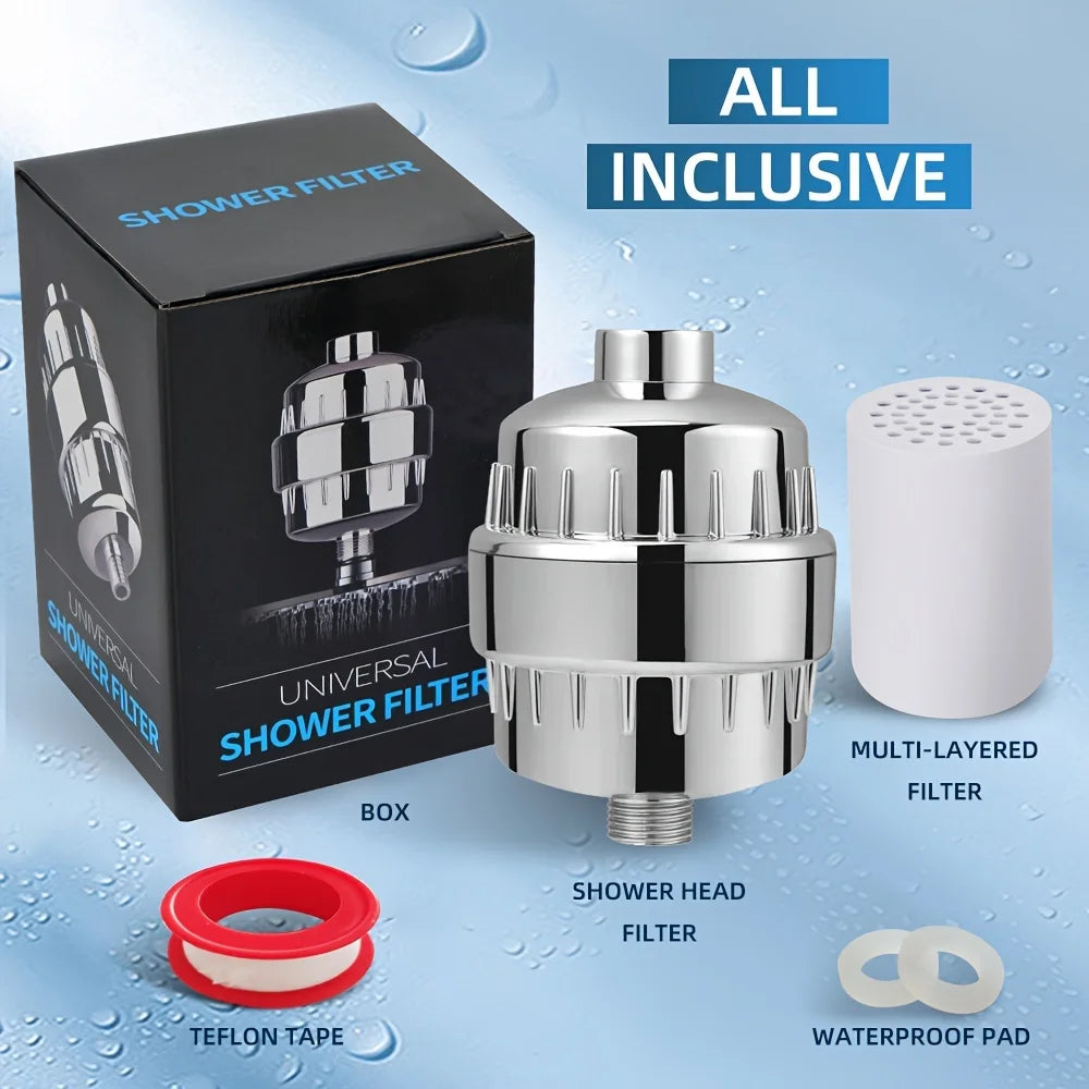 20 Stage Showerhead Filter, with 2 Replaceable Filter Cartridges